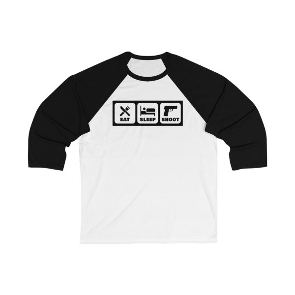 Eat. Sleep. Shoot. Unisex 3/4 Sleeve Baseball Tee