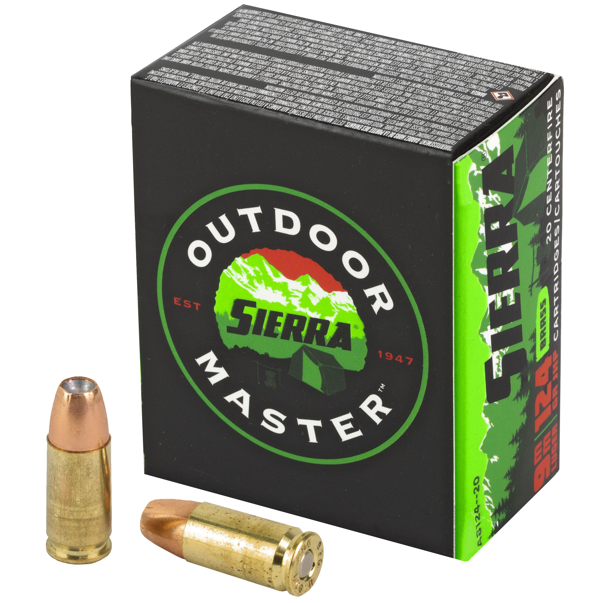 Sierra Bullets Outdoor Master 9MM 124 Grain Jacketed Hollow Point 20 